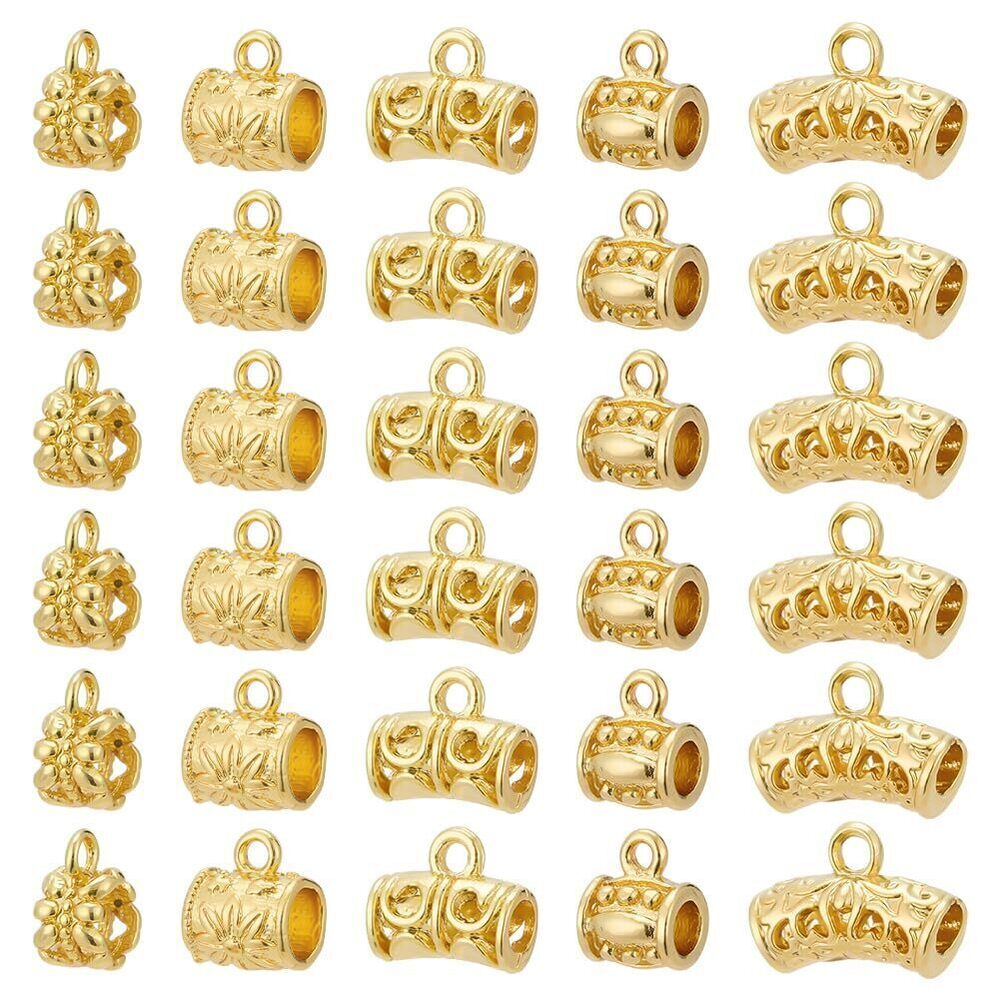 2691 30pcs 18K Gold Plated Bail Beads 5 Styles Spacer Bail Bead Hollow
